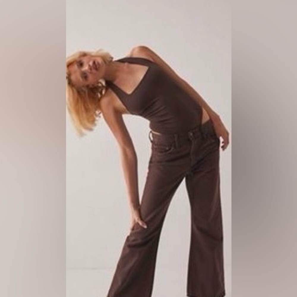 Free people keep it clean bodysuit in hot fudge xs/s
